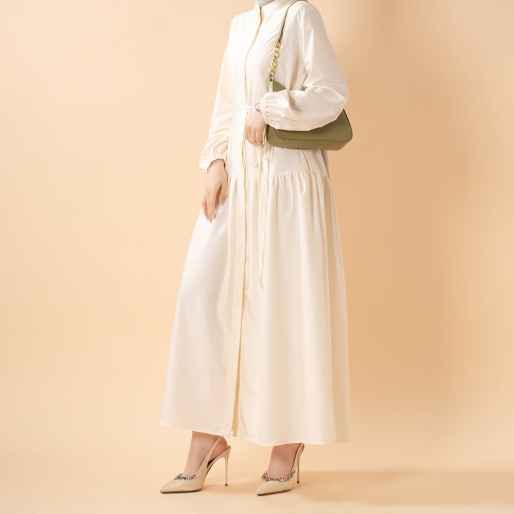 A-Line Trench Shirt Maxi Abaya Dress with Pockets (MA422)