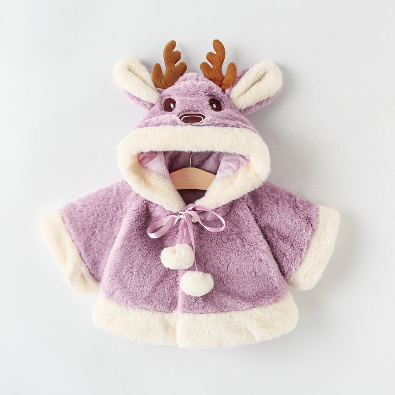 Winter New Thickened Fleece Girls' Cape