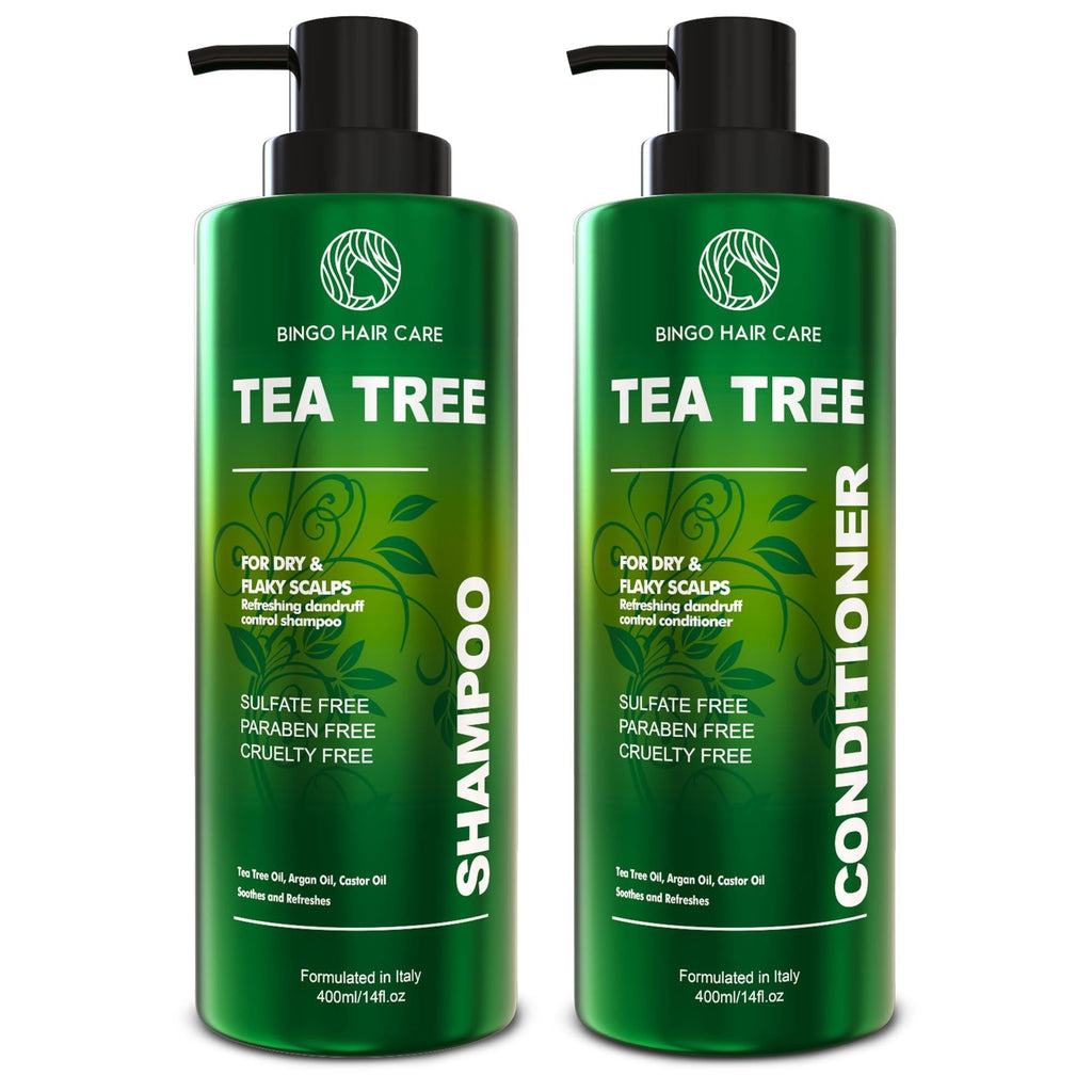 Tea Tree Shampoo and Conditioner Set Sulfate Free 14 Fl Oz Set of 2 Anti Dandruff Hair Care for Men and Women Cleansing Formula for Itchy Scalp and Oil Control