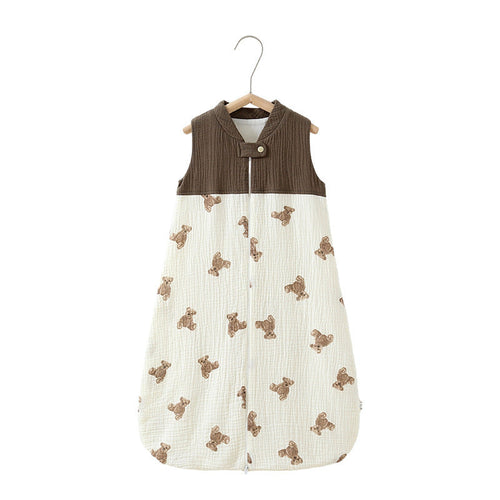 Baby Sleeping Bag Double Layer Patchwork Stand-up Collar Gauze Waistcoat Sleeping Bag
