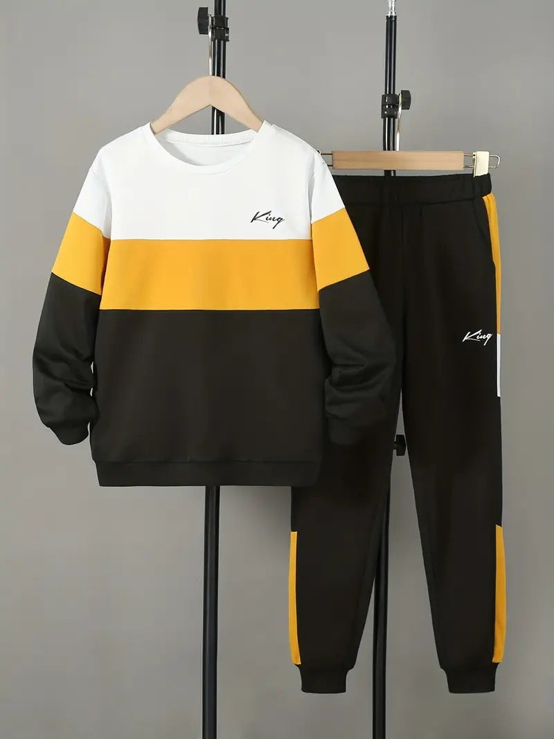 Design Sense Multicolor Hoodie Pants Two-piece Set