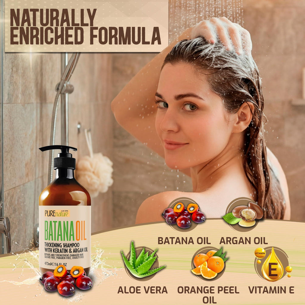 Batana Oil Shampoo 16 Fl Oz Sulfate Free Thickening Formula Paraben Free Volumizing Shampoo for Thinning Fine Hair Professional Volume Boosting Salon Care for Women and Men with Thin Hair