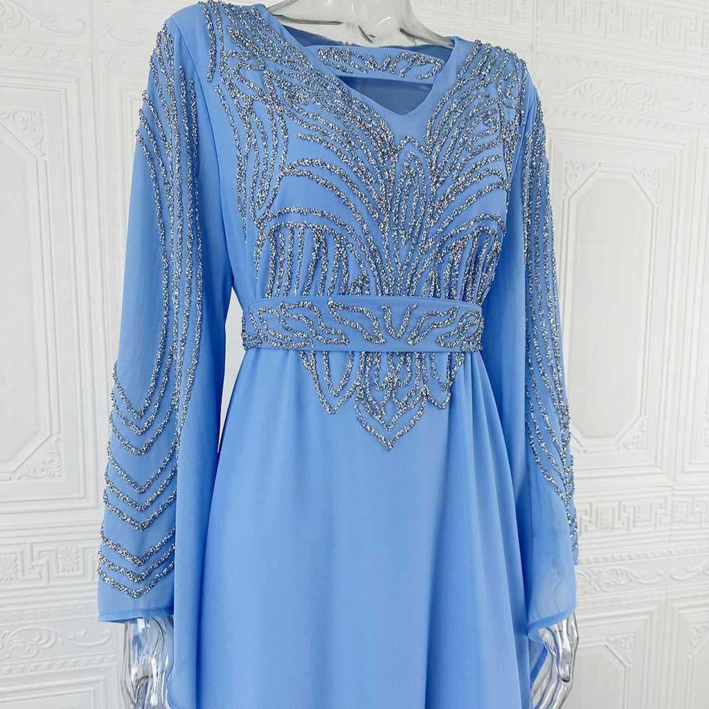 Sky Blue Or Pink Beaded Kaftan Abaya (MA372)