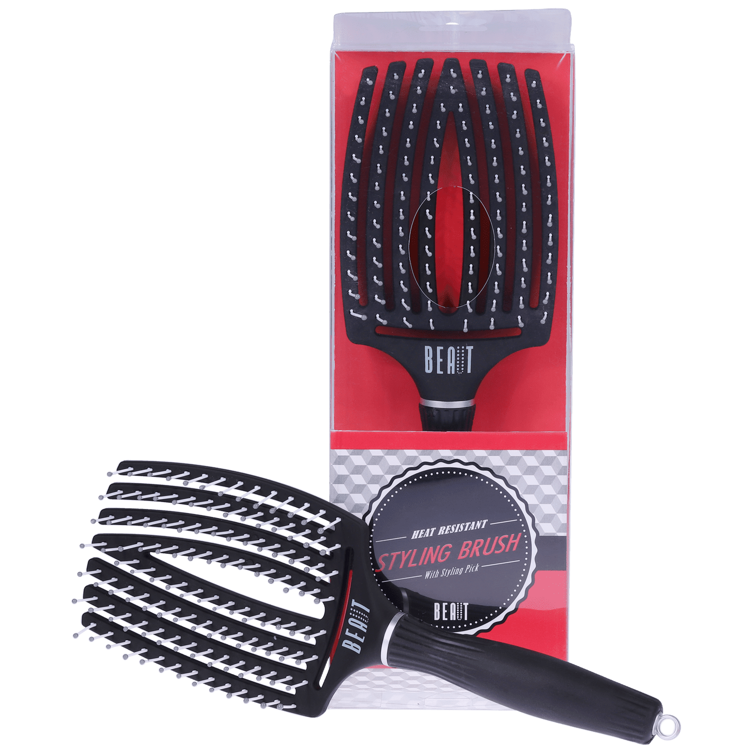 Beaut Heat Resistant Styling Brush with Styling Pick