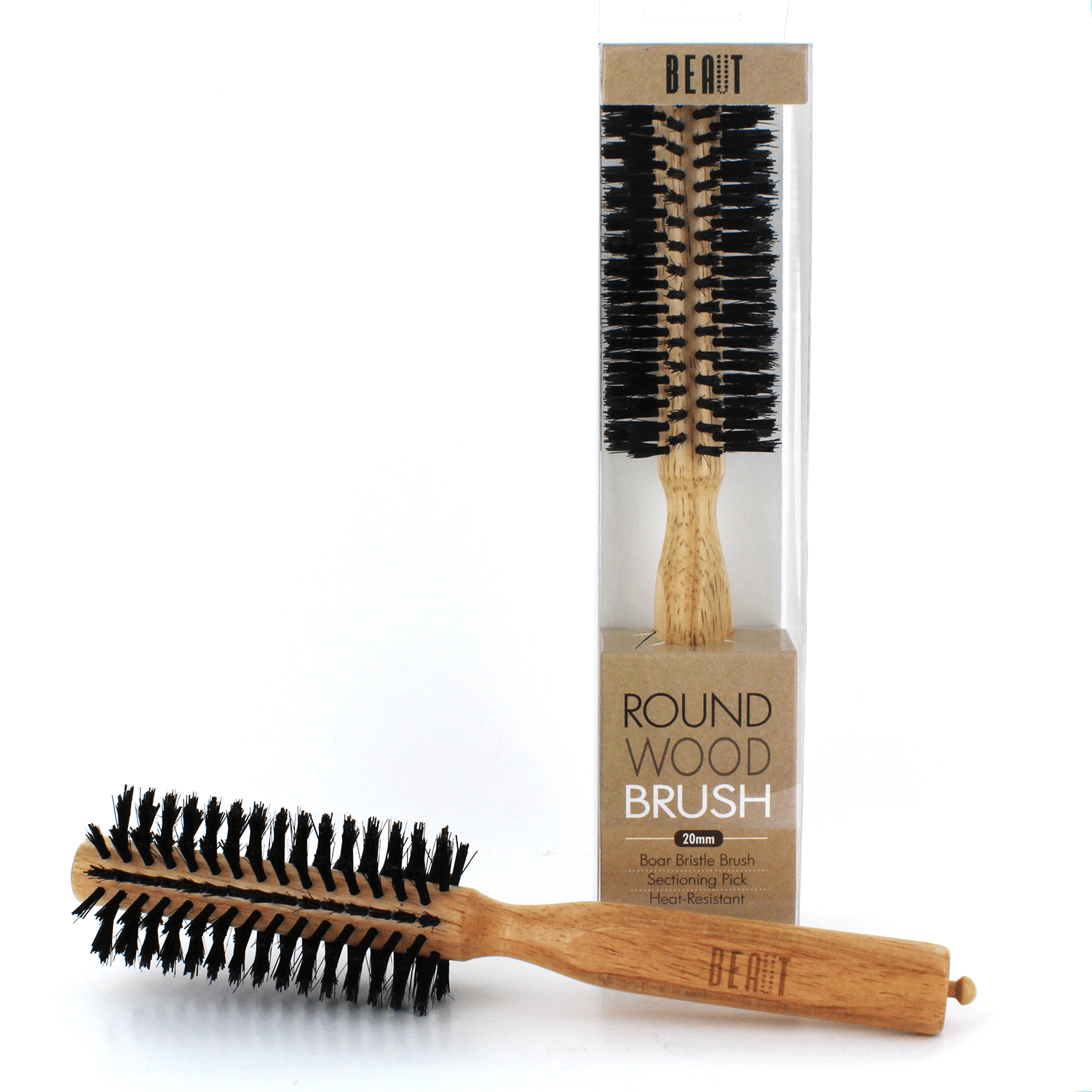 Beaut Wood Round Hair Brush - Choose Size