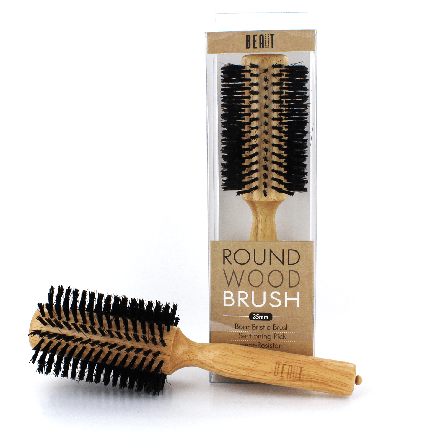 Beaut Wood Round Hair Brush - Choose Size