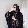 Black Abaya with Embroidered Floral Hijab Set (MOA279)