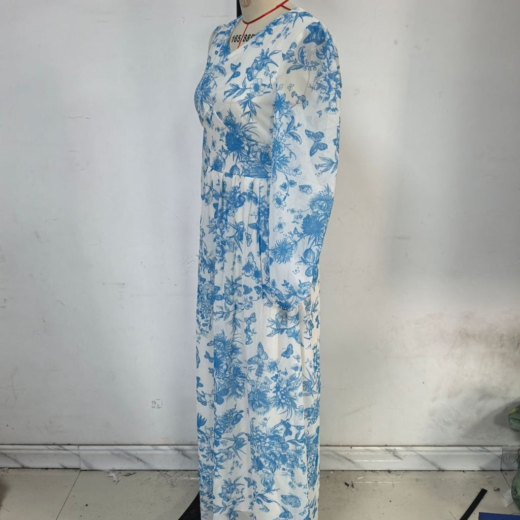 Botanical Print Maxi Dress (MS392)