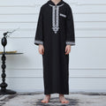 Boys Embroidered Hooded Thobe with Pockets(MKB010)
