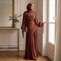 Braided Collar Ruched Fringe Maxi Dress(MS406)