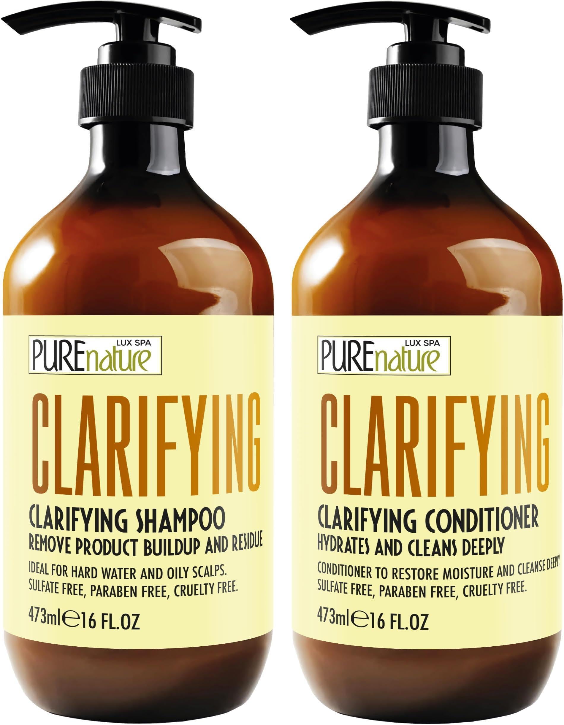 Clarifying Shampoo and Conditioner Set 16 Fl Oz Set of 2 Sulfate Free Hair Care Products for Women and Men Deep Cleansing for Oily Scalp Ideal for Swimmers