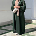 Contrast Colour Trimmed Robe - Modest Casual Dress with Flared Sleeves(MA280)