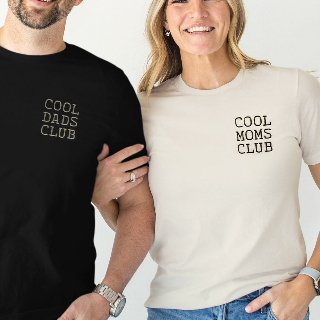 Cool Moms Club & Cool Dads Club Embroidered Cotton T-Shirts