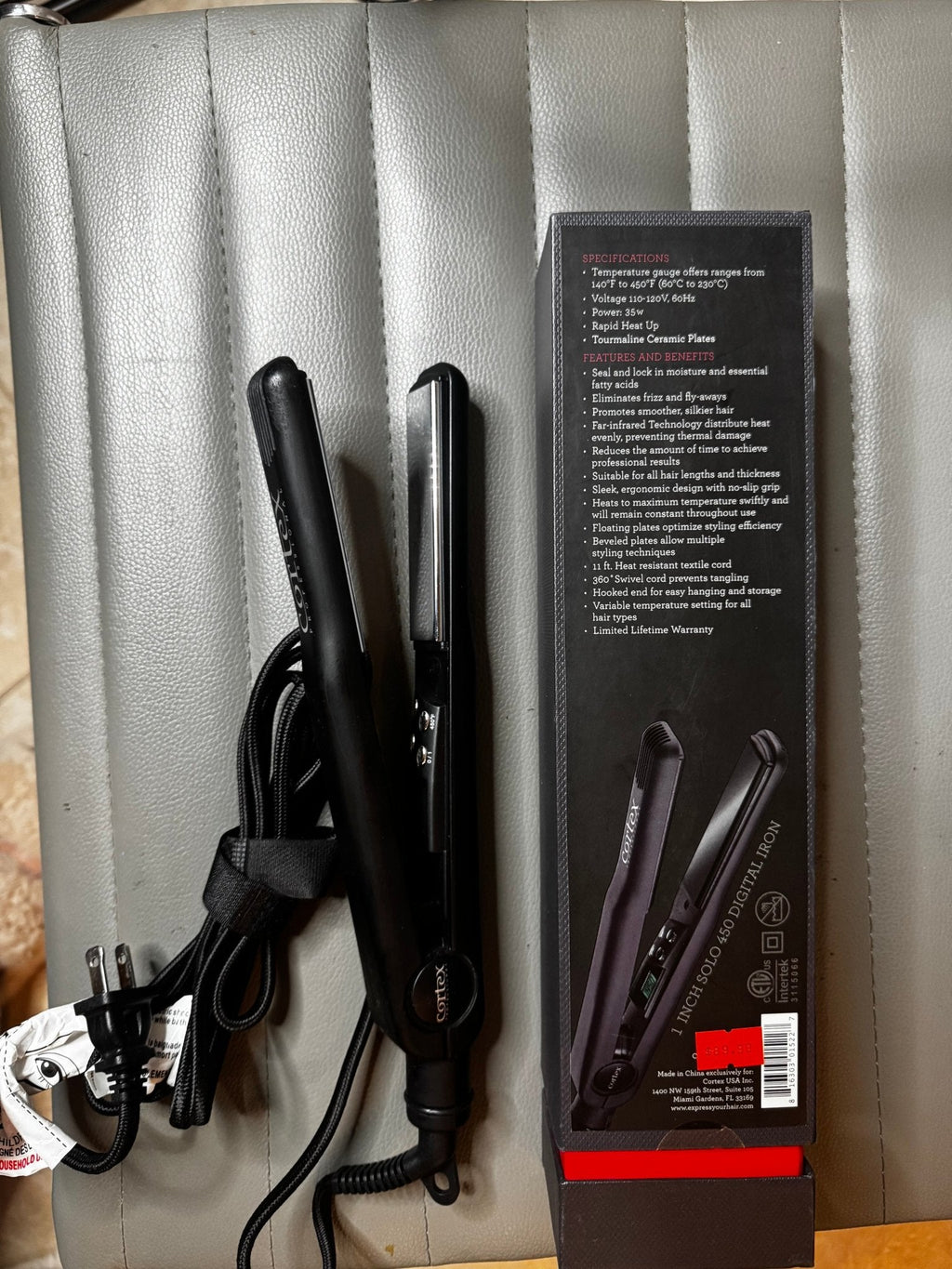 Cortex Solo Ceramic Flat Iron Hair Straightener, 1-Inch, Black