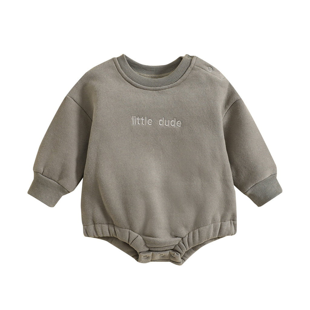 Infant Jumpsuit Solid Color Loose Long Sleeves Onesie