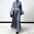 Diamond Modest Bell Sleeve Adjustable Waist Kaftan Dress Abaya with Hijab (MA169)