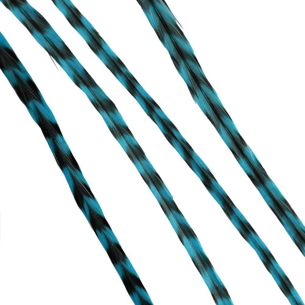 Donna Bella Hair Extension Feathers, Striped Turquoise