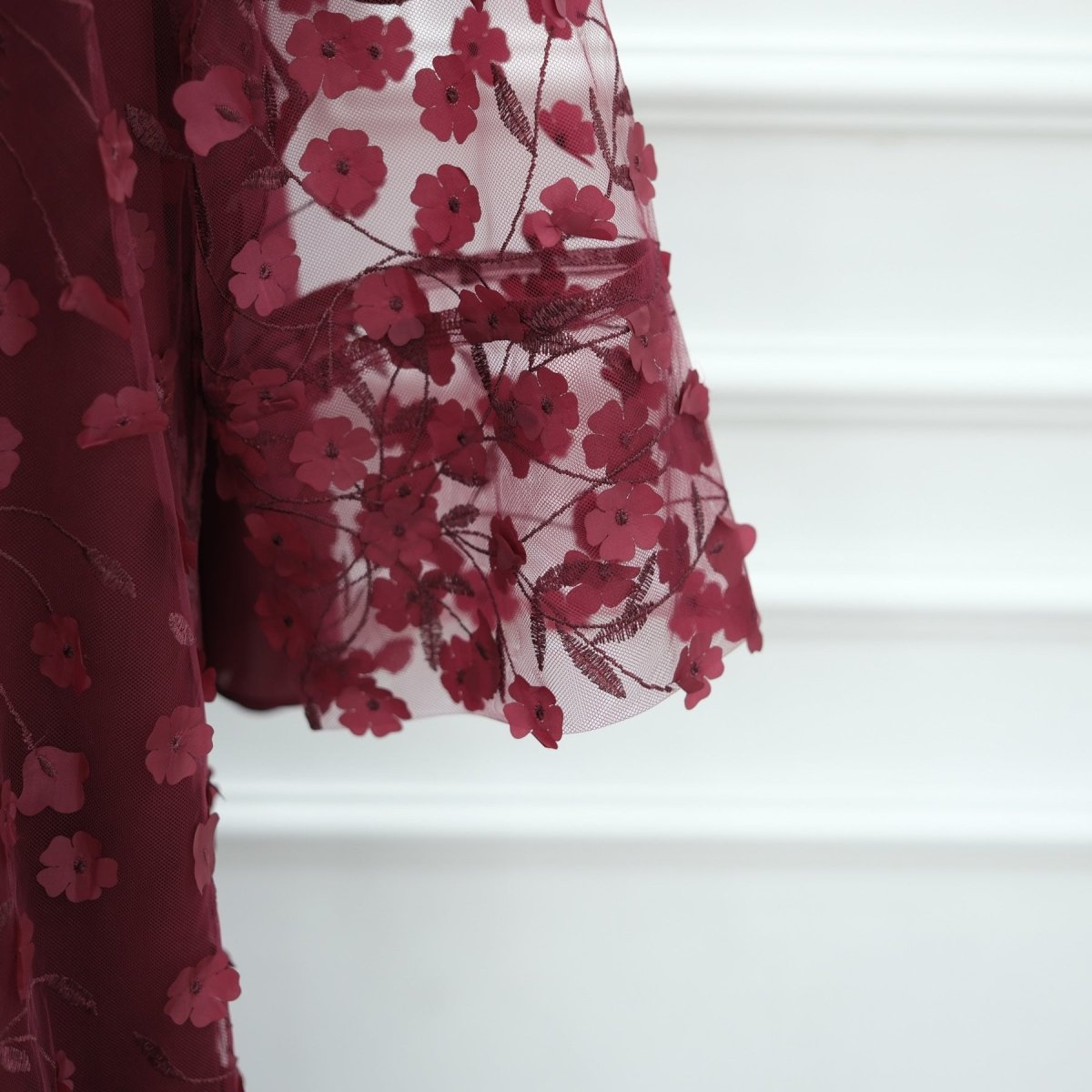 Dreamy 3D Flower Mesh Open Abaya Set(MOA313)