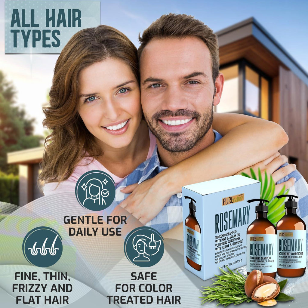 Rosemary Shampoo and Conditioner Set 16 Fl Oz Set of 2 Sulfate Free Formula with Mint Volumizing Products and Thickening Care for Thinning Hair Women and Men