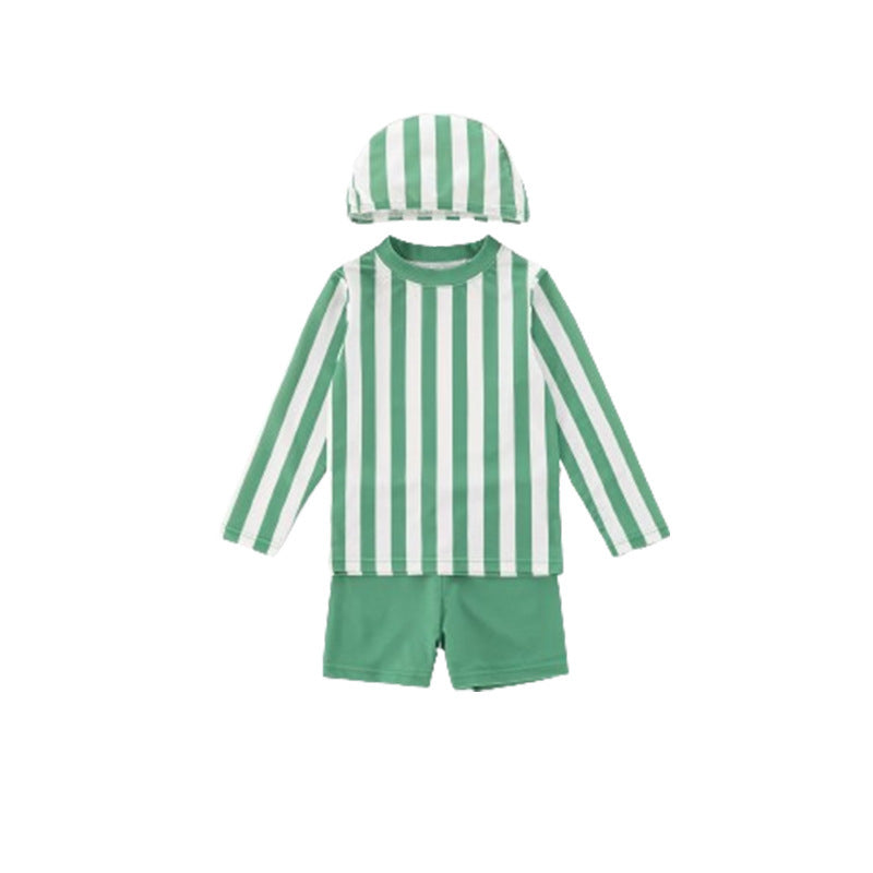 Three-color Striped Long Sleeve Sun Protection Quick-drying Summer Swimsuit