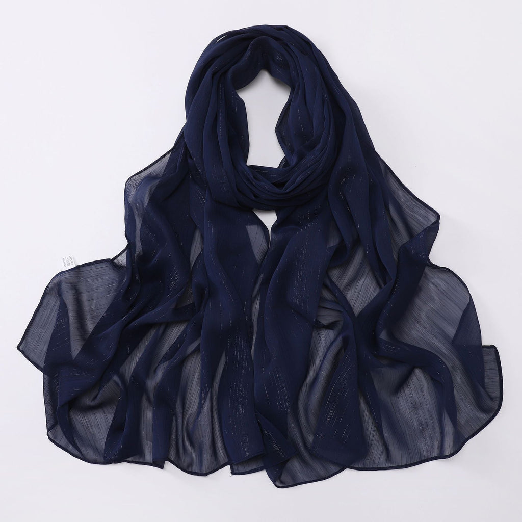 Effortless Grace Scarf Silver Crinkle Chiffon Hijab (MH153)