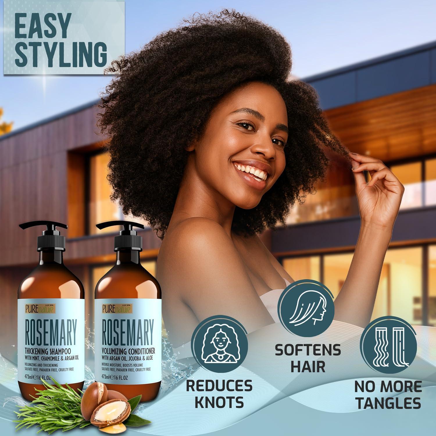 Rosemary Shampoo and Conditioner Set 16 Fl Oz Set of 2 Sulfate Free Formula with Mint Volumizing Products and Thickening Care for Thinning Hair Women and Men