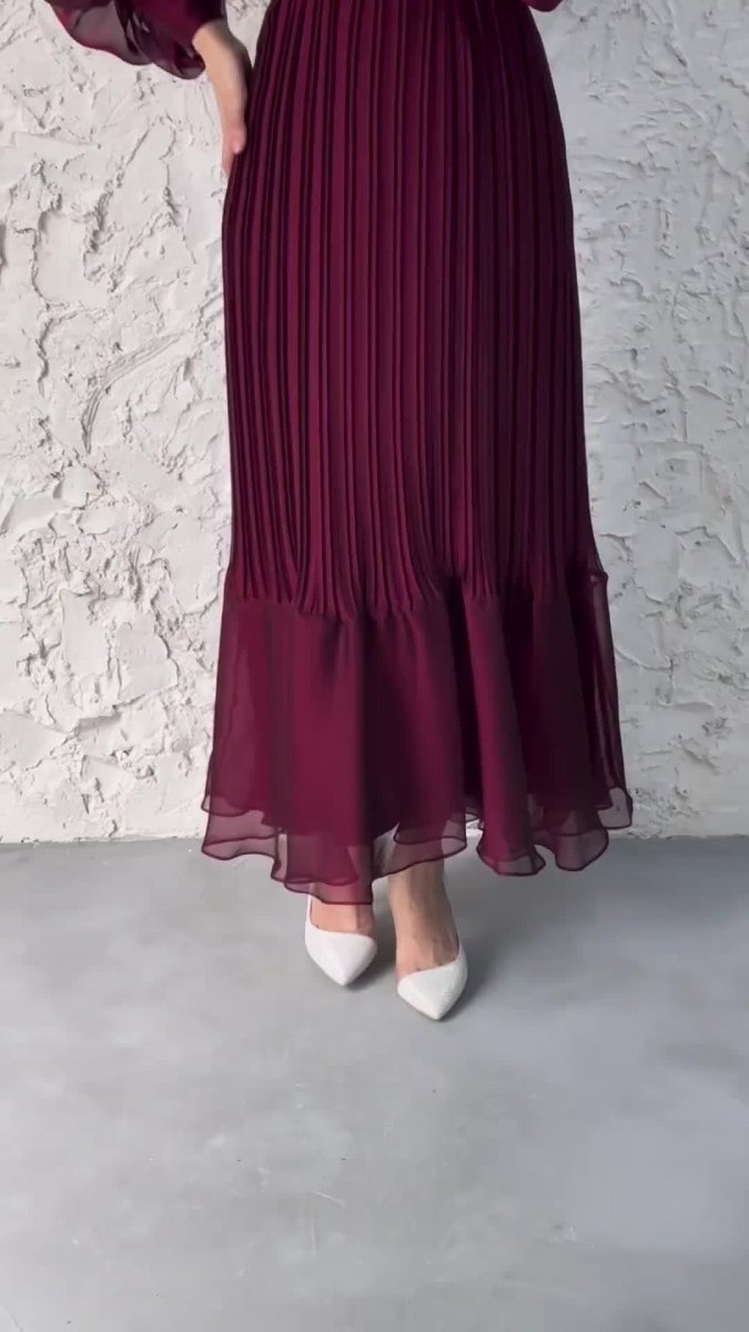 Elegant Lightweight Textured Long Skirt with Puff Sleeves Abaya Dress (MA201)