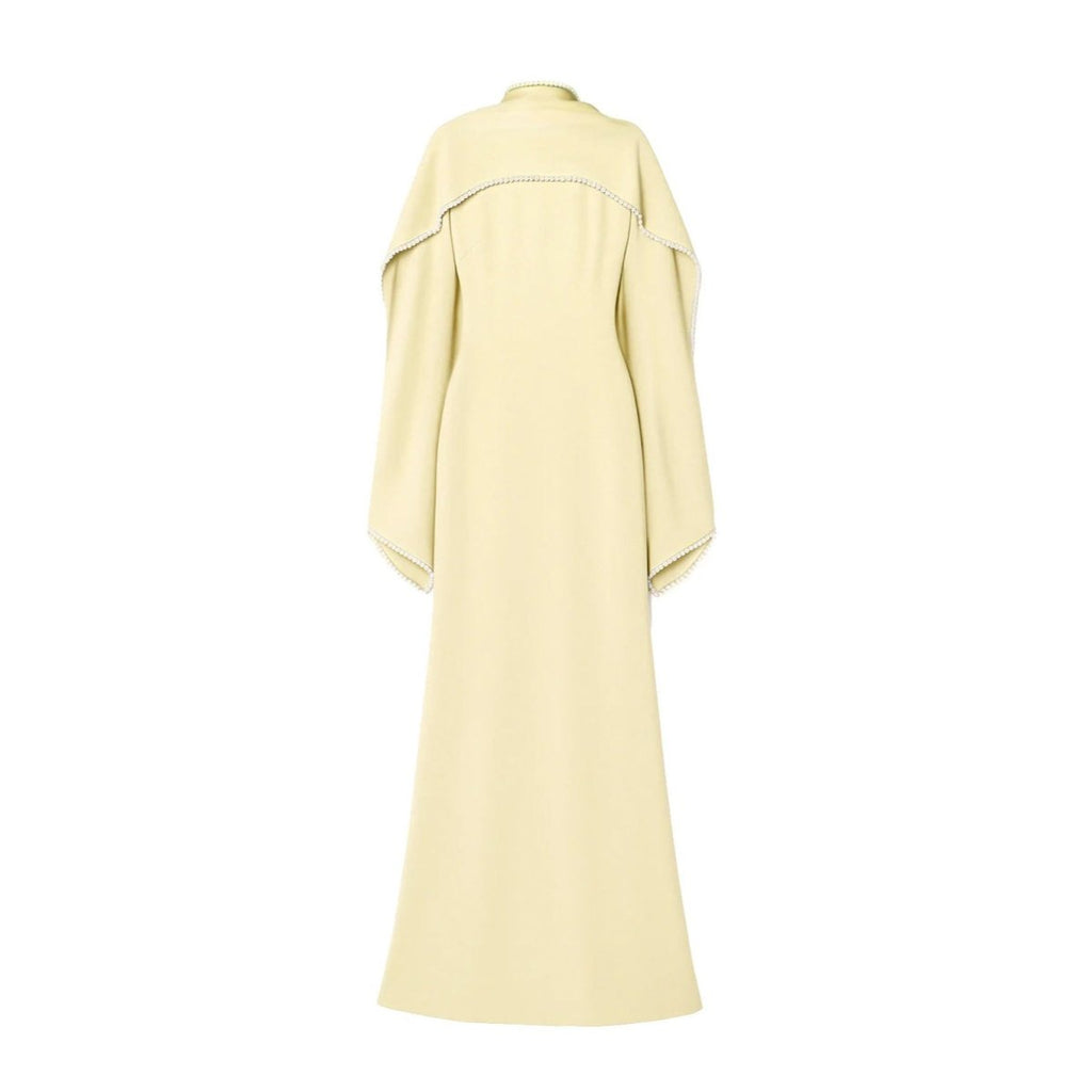 Elegant Pearl Embellished Cape Sleeve Evening Dress(MA337)