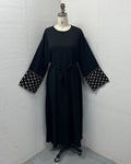 Embroidered Pattern Abaya Robe Dress - Modest Muslim Long Sleeve Maxi with Detachable Belt(MA272)