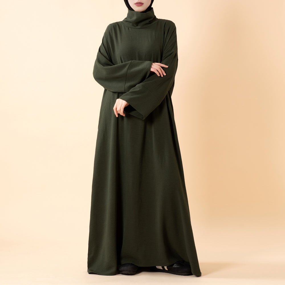 Everyday Crepe Turtleneck Abaya – Relaxed Fit for All Seasons (MA384)