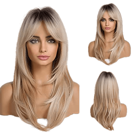 VIP Extensions Ash Blonde Straight Synthetic Fashion Wig with Bangs