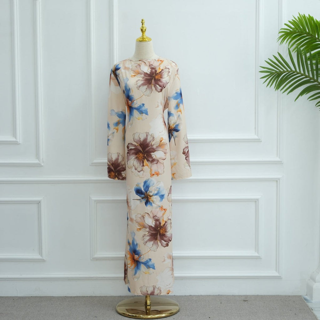 Floral Print Abaya with Bell Sleeves(MA332)