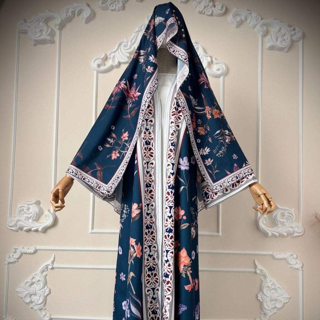Floral Printed Abaya Set with Hijab (MOA267)