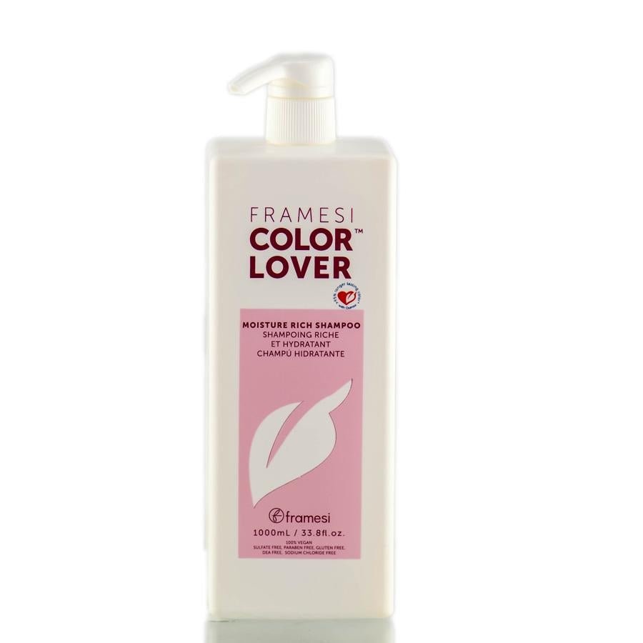 Framesi Color Lover Moisture Rich Shampoo, Sulfate Free with Quinoa & Aloe Vera, Color Treated Hair, Fresh 33.8 oz
