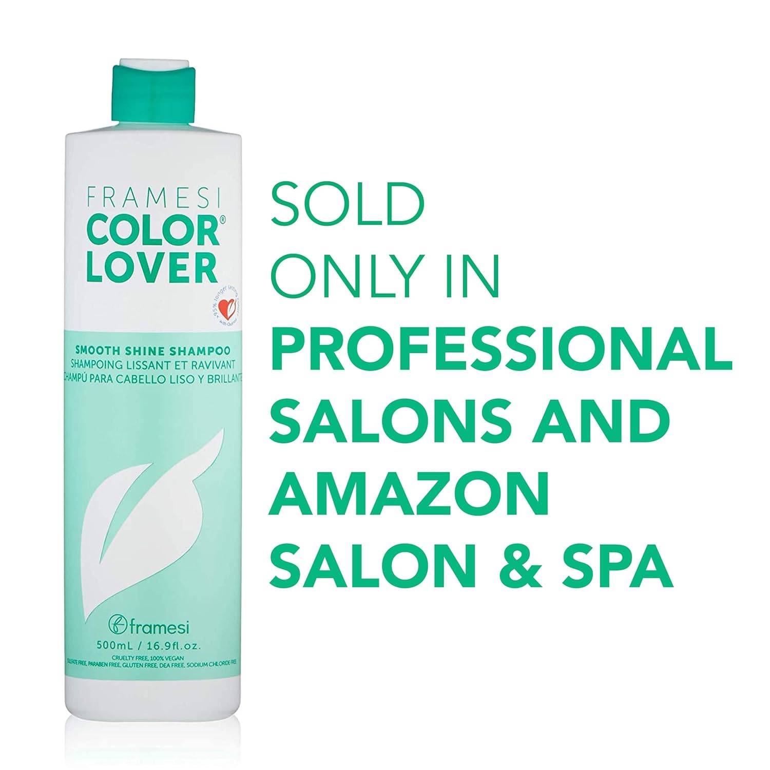 Framesi Color Lover Smooth Shine Shampoo, Sulfate-Free with Quinoa and Aloe Vera for Color Treated Hair, 33.8 oz