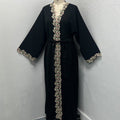 Gold Floral Embroidered Abaya (MOA296)