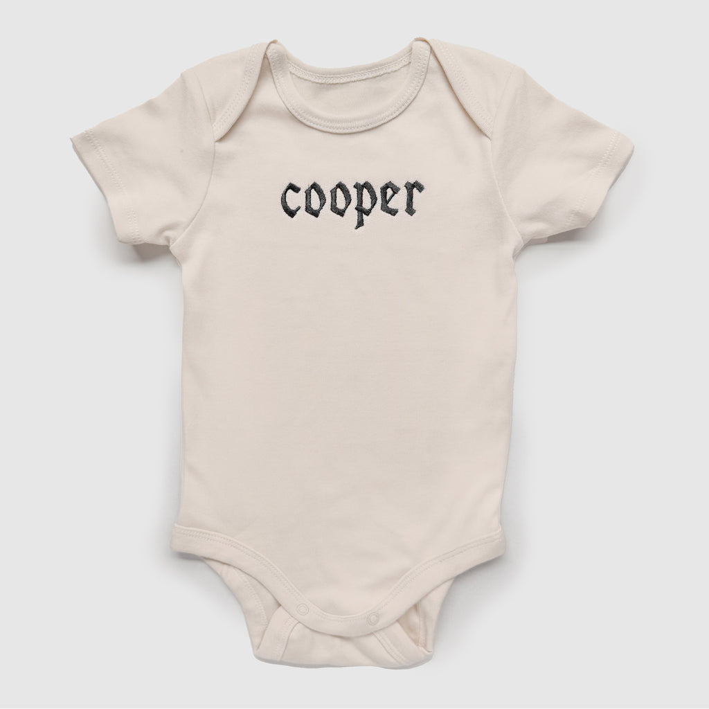 Personalized Kids Name Shirt with Gothic Embroidery