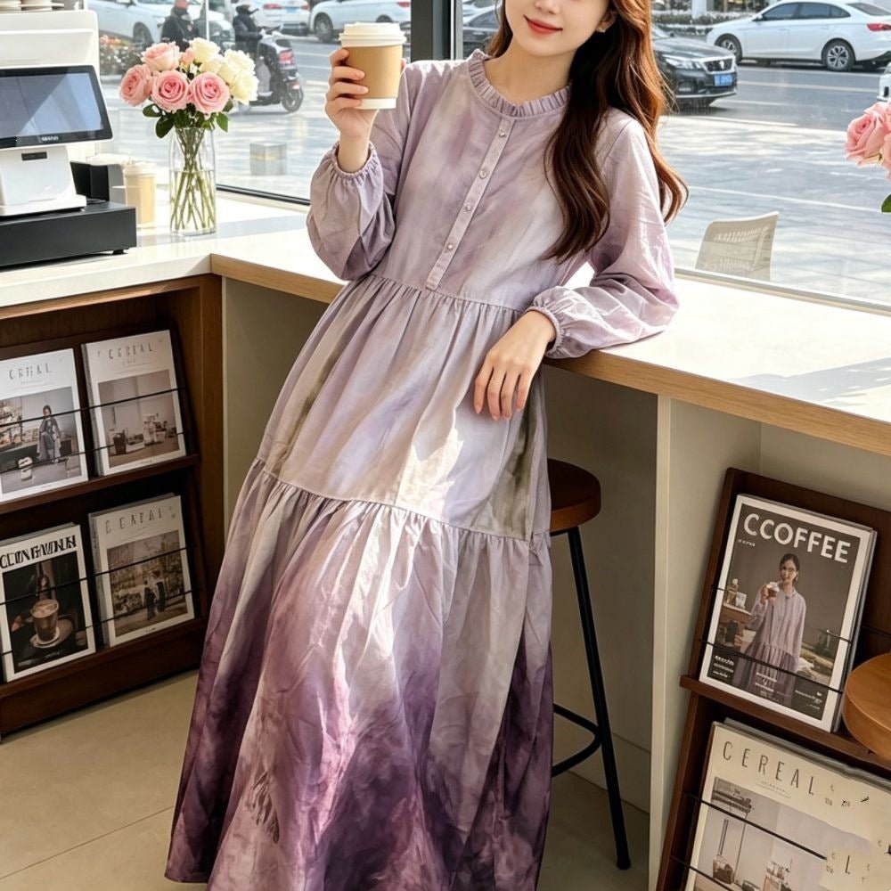 Gradient Tie-Dye Loose Maxi Dress(MS404)