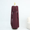 Hand-Beaded Pearl Cape Sleeve Nida Maxi Dress(MS439)