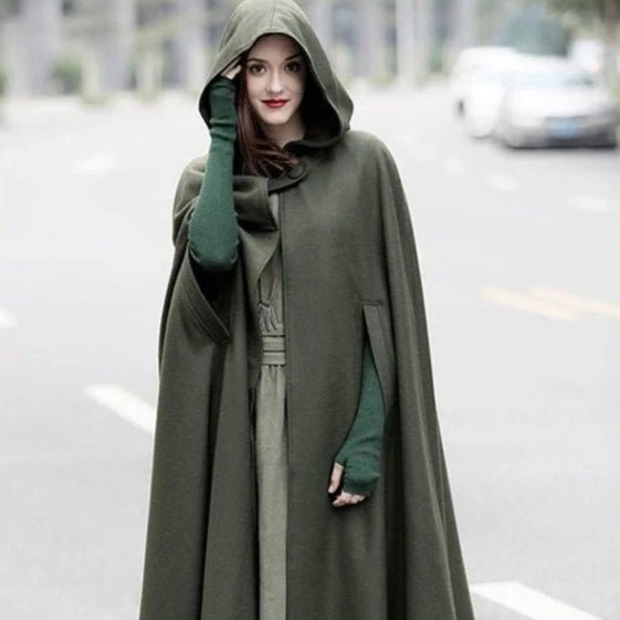 Hooded Shawl Extended Cape Coat | Versatile 5-Color Hooded Shawl Poncho (MOA088)