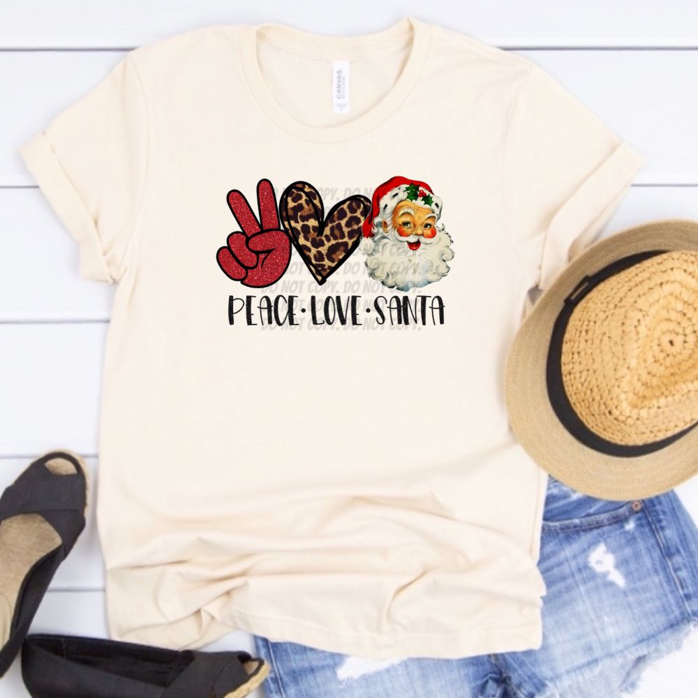 Peace Love Santa w/ Glitter & Leopard