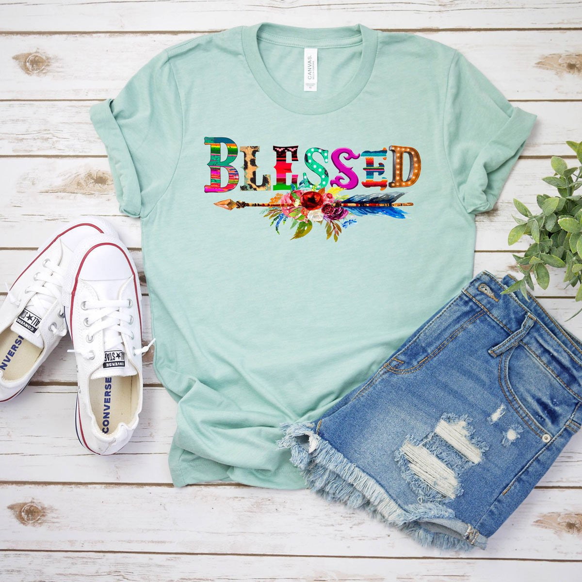Blessed w/ Floral Arrow