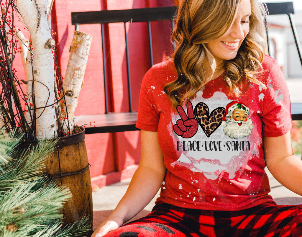 Peace Love Santa w/ Glitter & Leopard