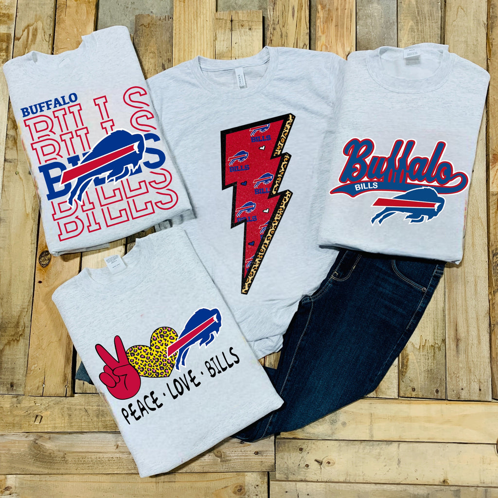 Bills - Lightening Bolt w/ Red Glitter Print