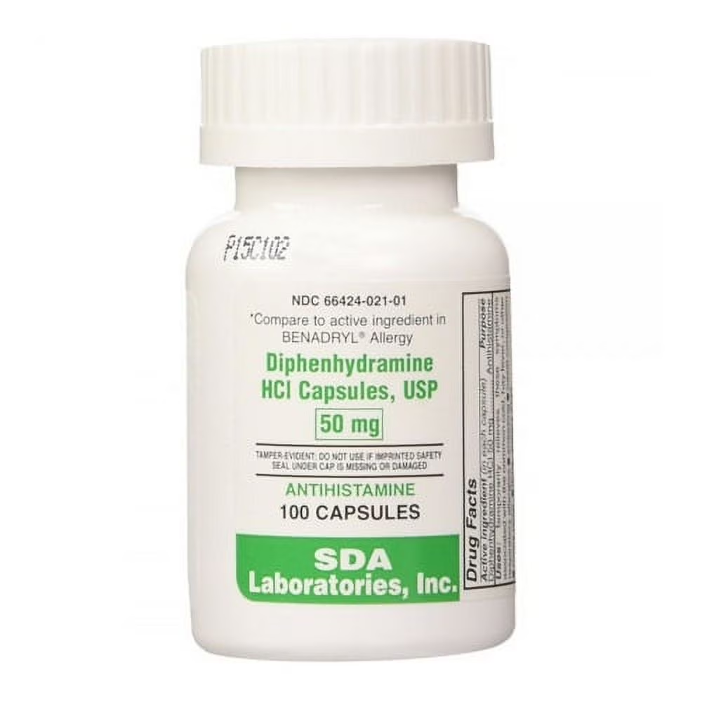 Diphenhydramine Hydrochloride 50 mg Capsule - 100 EA