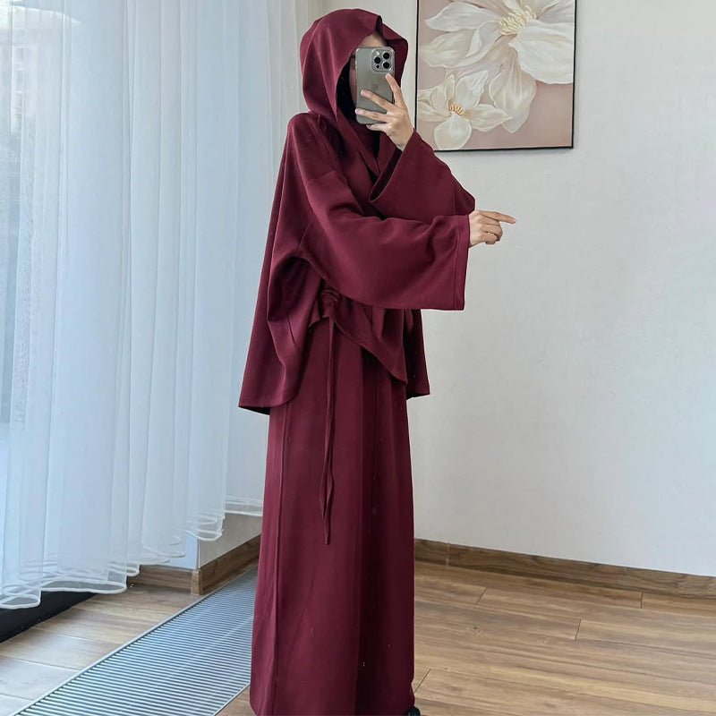 Integrated Hijab Hoodie & Maxi Skirt Set(MS194)