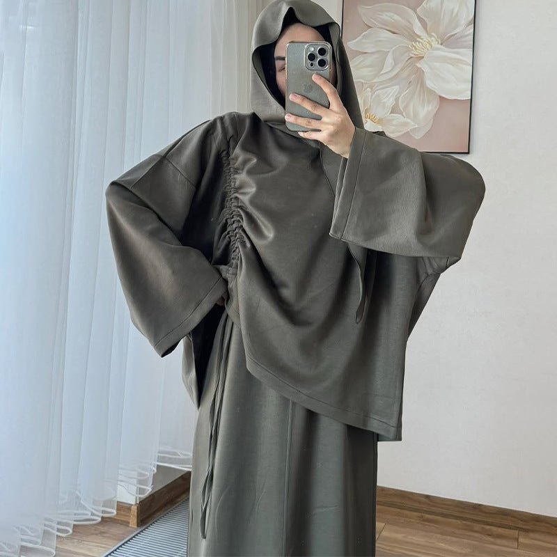 Integrated Hijab Hoodie & Maxi Skirt Set(MS194)