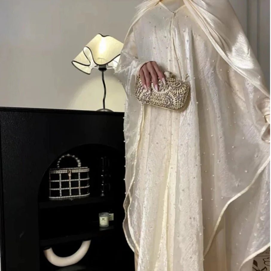 Kaftan Beaded Dazzling Shiny Open Abaya 2-Piece Set (MOA111)