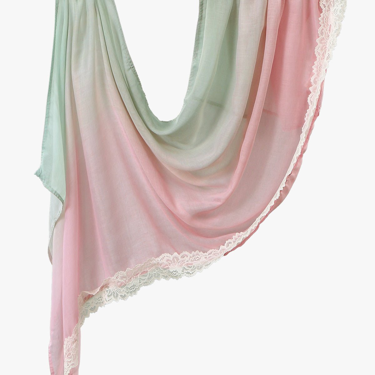 Lace Trim Print Hijab Shawl(MH231)