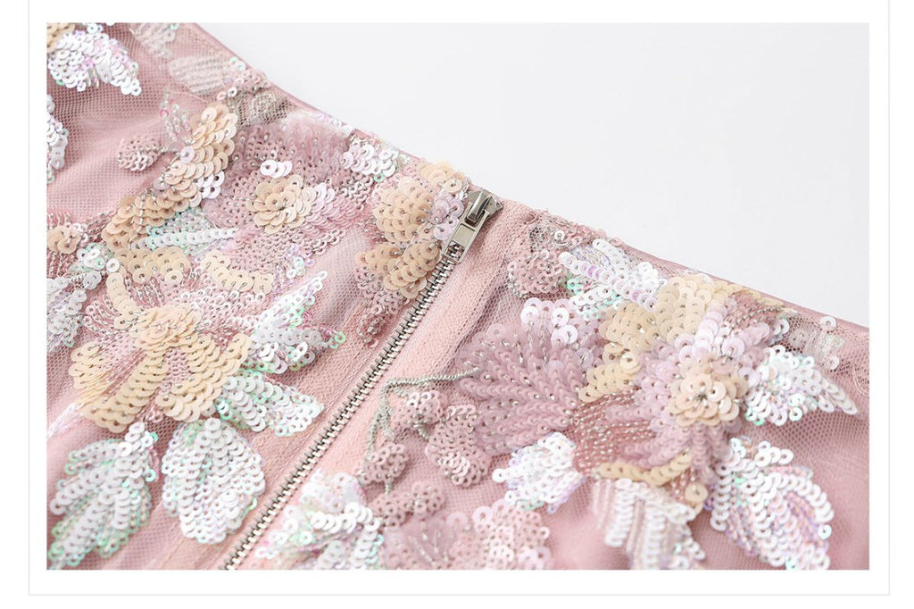 Luxury Embroidered Floral Jacket & Skirt Set(MS307)